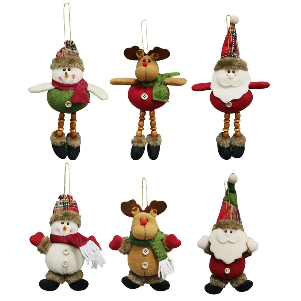 

6PCS Christmas Plush Doll Christmas Tree Decor Hangings Pendants Santa Snowman Elk Xmas Tree Decor Navidad Home Decors Kids Gift