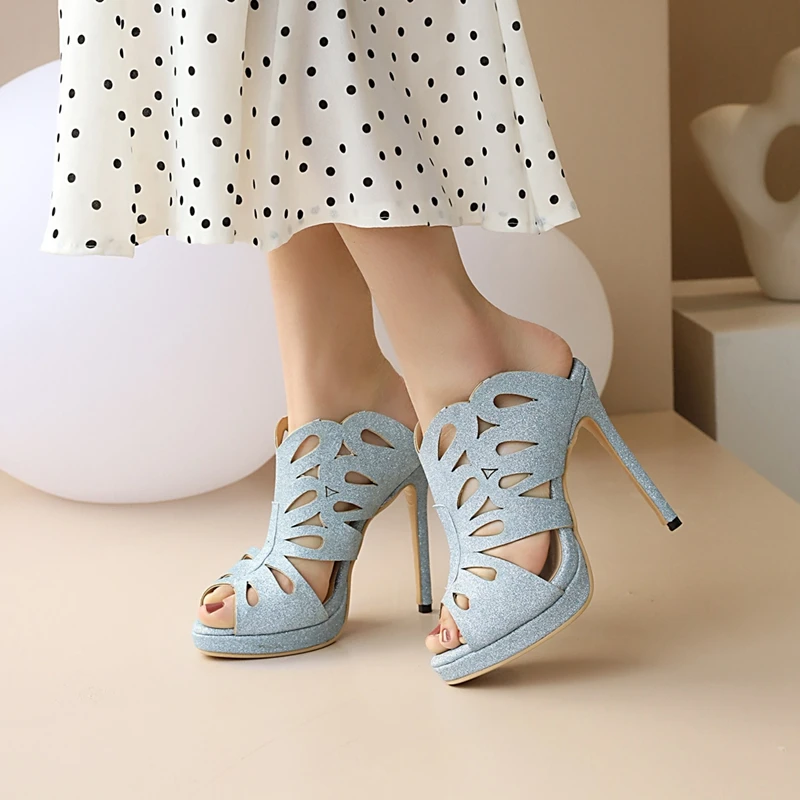 Сандалии женские с открытым носком босоножки на платформе и тонком высоком