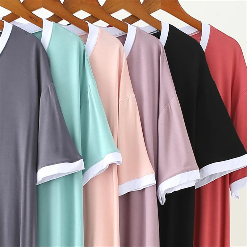 

Nightdress loose V-neck patchwork summer sexy night dress new female modal home casual dress was thin and elegant sleepdress