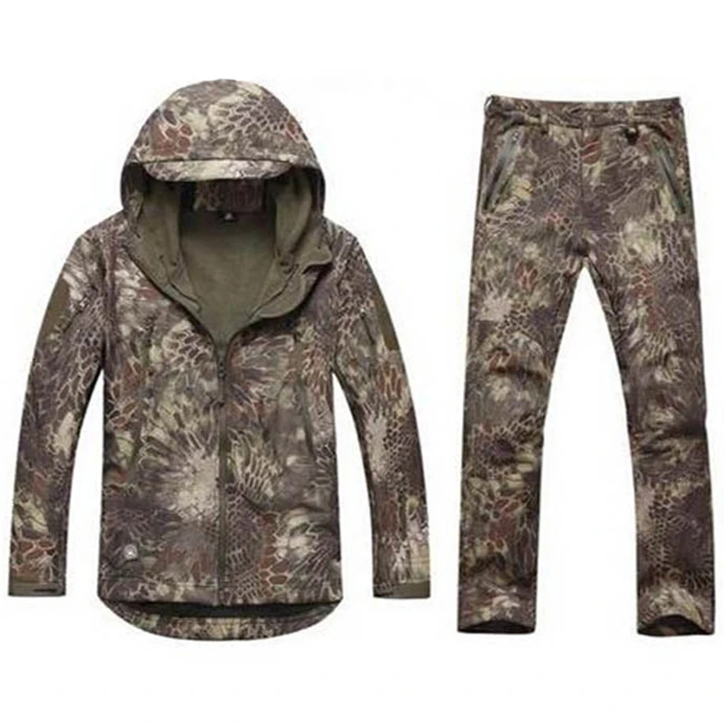 TAD Softshell Jacket and Pants Tactical Fleece Windbreaker Outdoor Waterproof Hunting Clothes Hiking Camping Men Suits | Спорт и