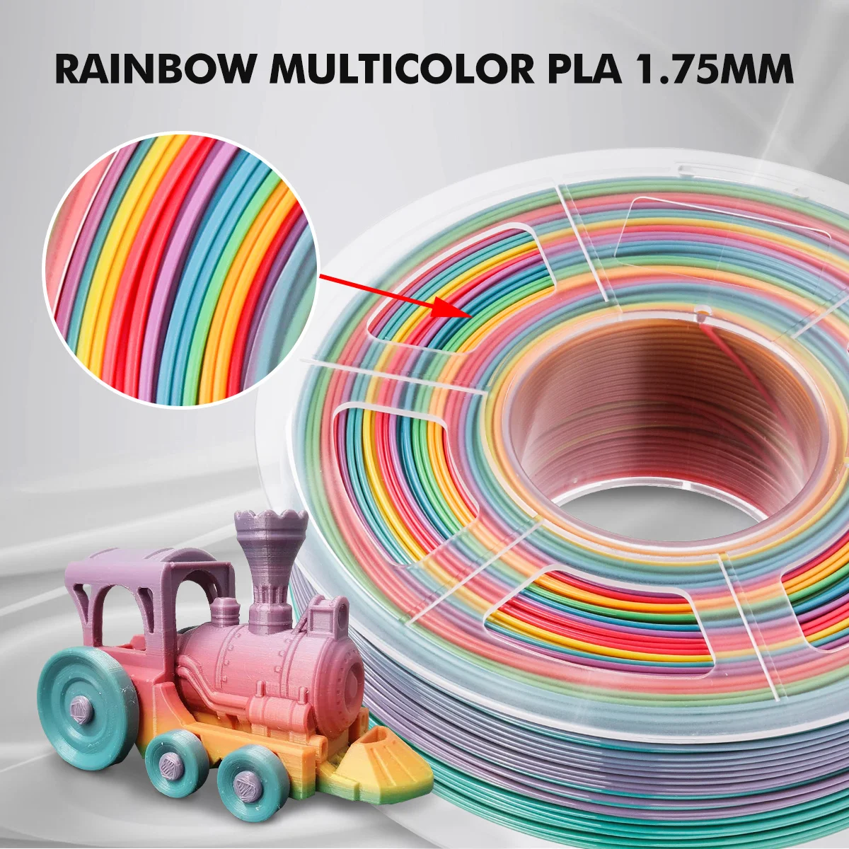 

3D Filament PLA Rainbow 3D Printer Plastic 1.75MM 5 Rolls / Set Refills Bendable Non-toxic Fastship Printer Handles GOHIGH