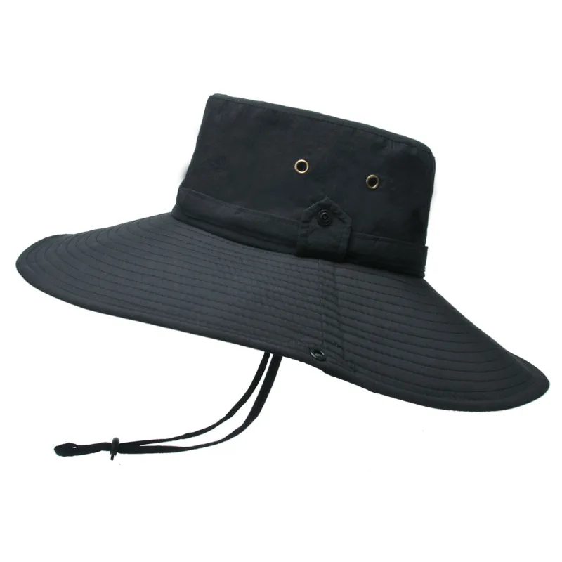 

Hiking Camping Mountain Climbing Outdoor Men Hats Fishing Solid Color Wide Brim Anti-UV Beach Sun Caps Bucket Hat Summer Autumn