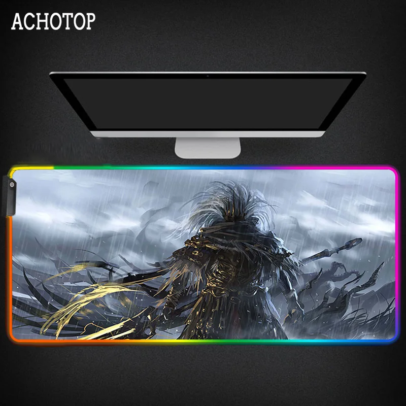 

XXL Large Computer Anime Mouse Pad 800X300mm Dark soul RGB MousePad Laptop Desk Keyboard Pad XL Table Mat for Playing Games LED