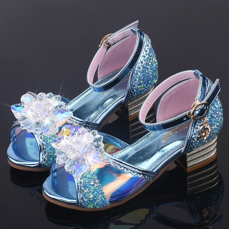 Летние сандалии для девочек на каблуке детская танцевальная обувь модная