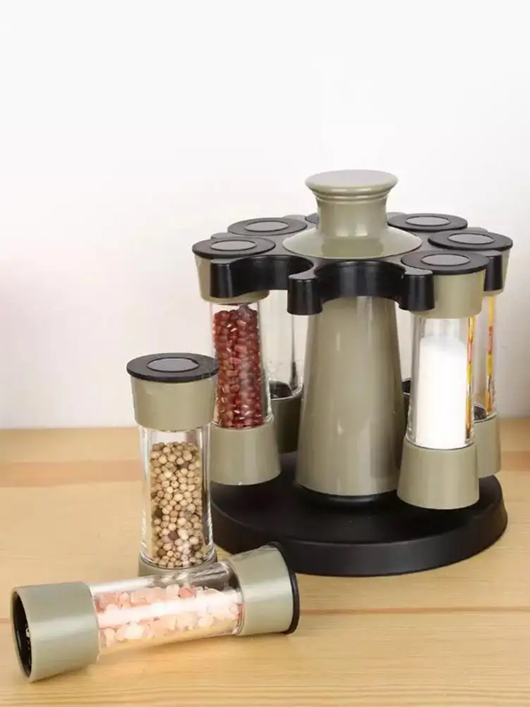 Eight Slots Drawer Rotating Cruet Condiment Spice Rack Seasoning Jar for Pepper Bottles Salt Shaker Tank Kitchen Stand Organizer | Дом и сад
