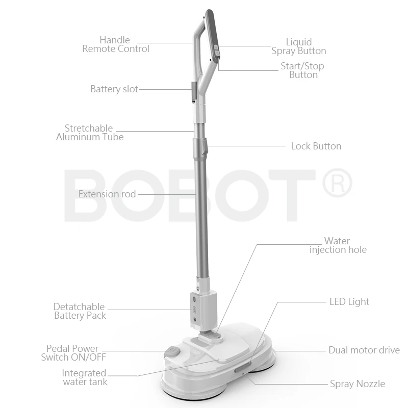 BOBOT Швабра Кинг Беспроводная электрическая швабра для мытья пола Робот ручная