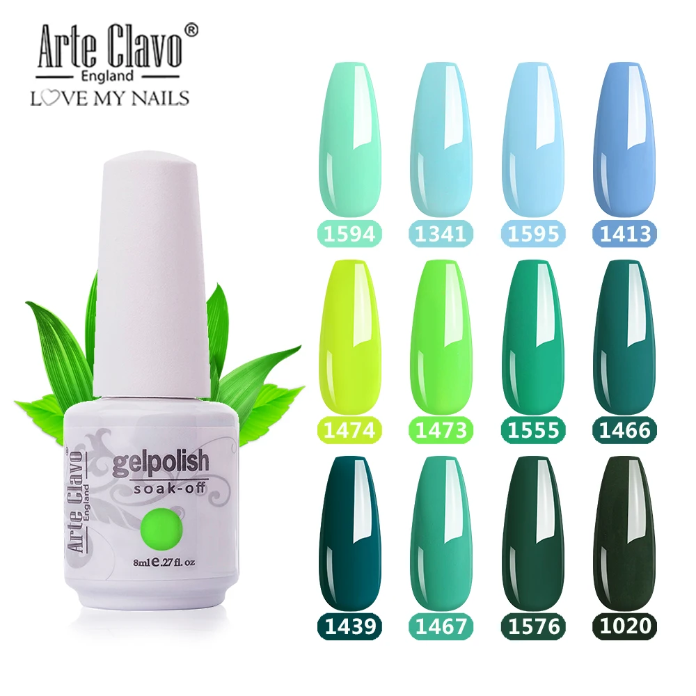 

Arte Clavo 8ml White Green Color Nails Gel Polish Lacquer Gel Nail Polish Nail Art Vernis Semi Permanant UV Gel Varnish Soak Off