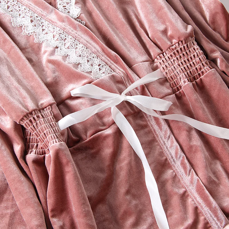 

Pajamas Women's Spring and Autumn 2020 New Popular Gold Velvet Nightgown Fall/Winter Long Sleeve Pants Korean Velvet Homewear