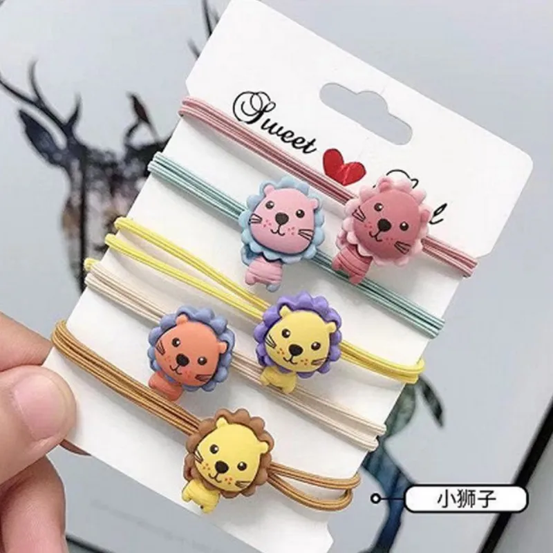 22 (5 pieces) AHB 3-5 шт./компл. с мультипликационным принтом «Unicorn Hair резинкой для маленьких девочек, ручная работа, Симпатичные нейлон волос резинки для волос набор веревок аксессуары - Цвет: 22 (5 pieces)