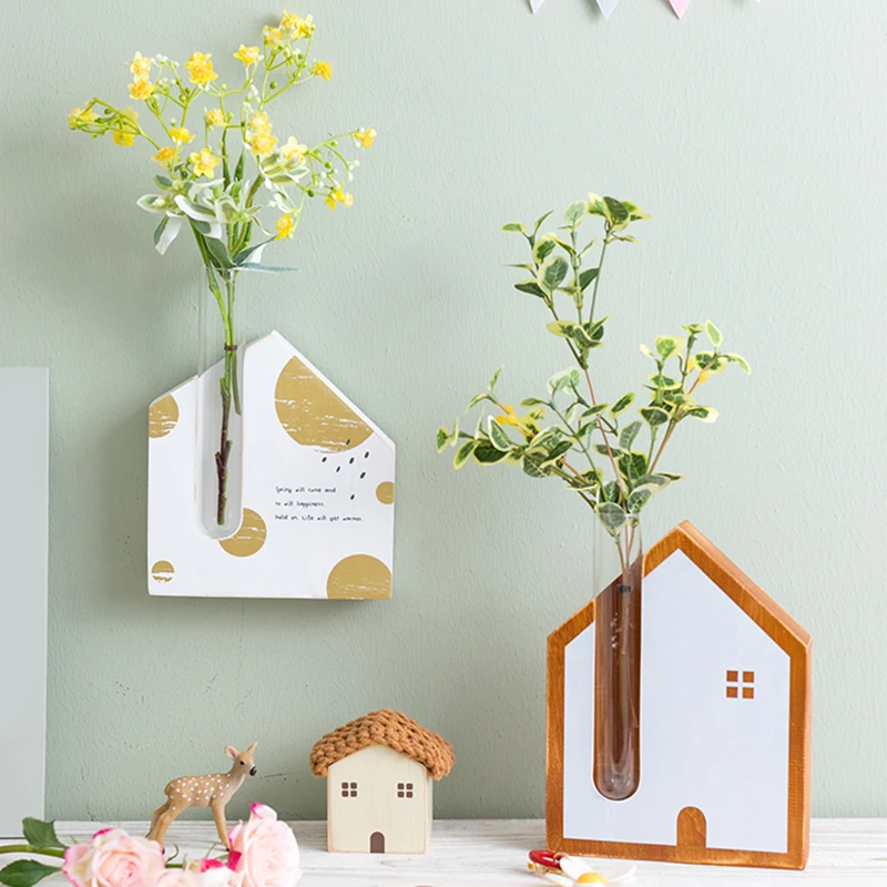 Креативная деревянная Цветочная композиция в скандинавском стиле ваза