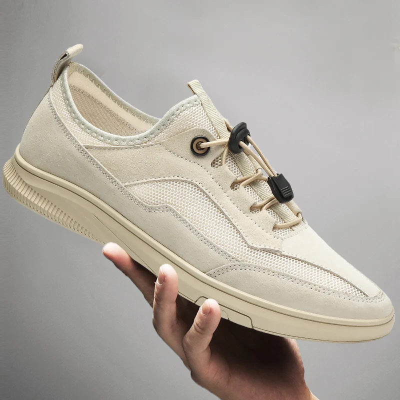 

Men Shoes Genuine Leather Casual Shoes Breathable Mesh Fashion Sneakers Big Size Wild Casual Tide Shoes