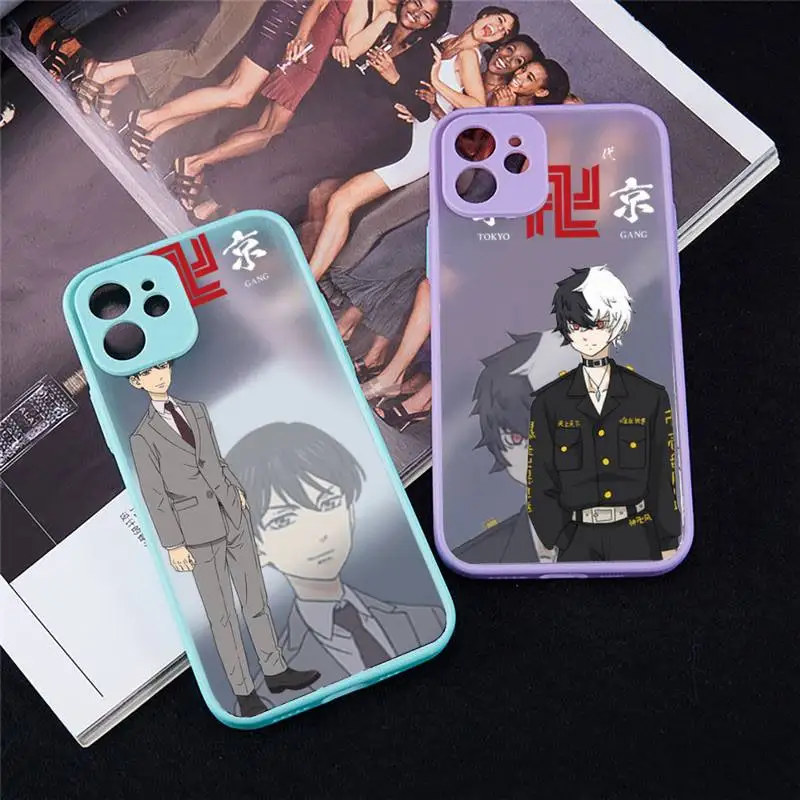

tokyo revengers Phone Case For iPhone 12 11 Mini Pro XR XS Max 7 8 Plus X Matte transparent blue Back Cover