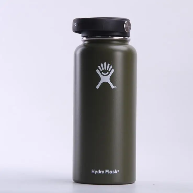 ArmyGreen Бутылка для воды из нержавеющей стали, бутылка для воды с вакуумной изоляцией, переносная термобутылка с широким горлом для путешествий, 32 унции/40 унций - Цвет: ArmyGreen