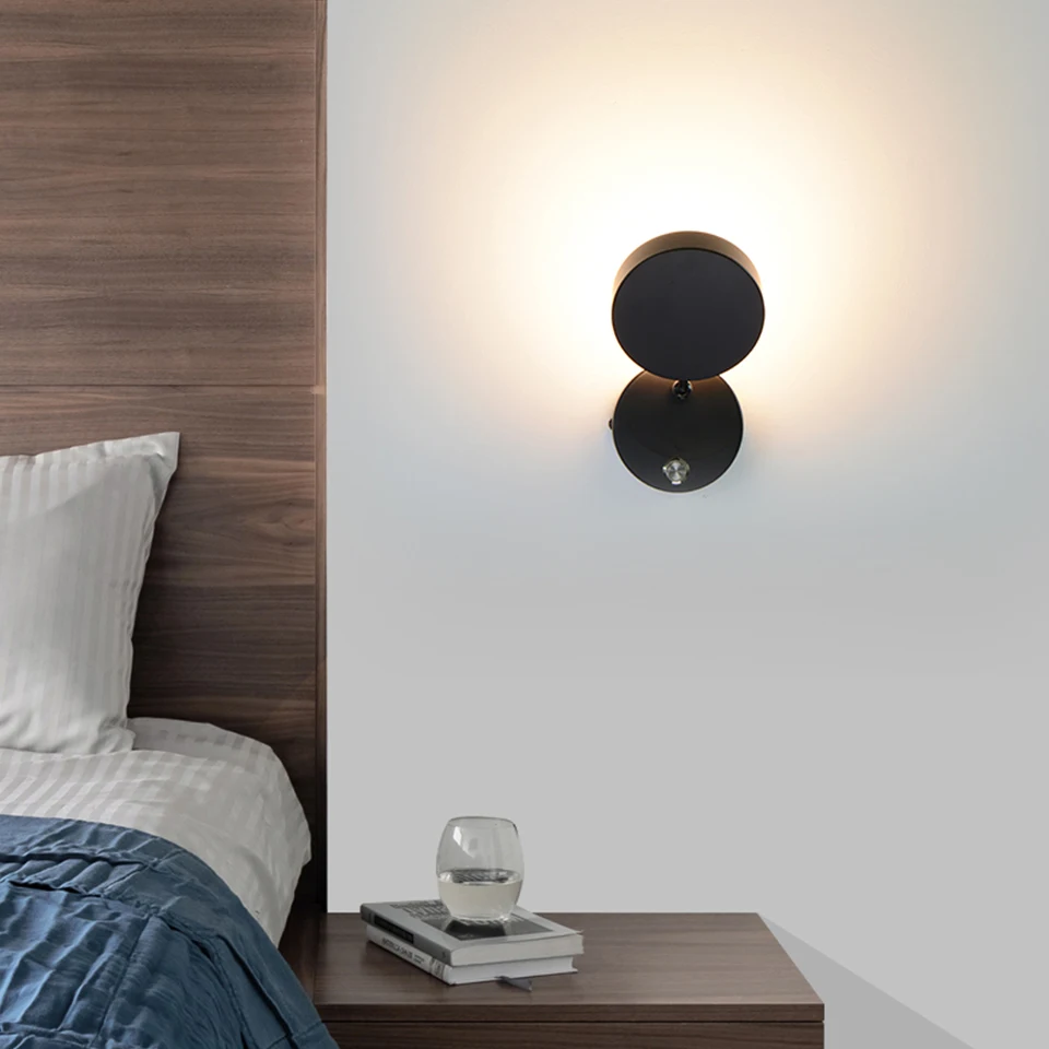Indoor Wall lamp bedside bedroom aisle White Black With Switch Wall Light Living Room Hotel Modern Reading Touch Dimming Sconce