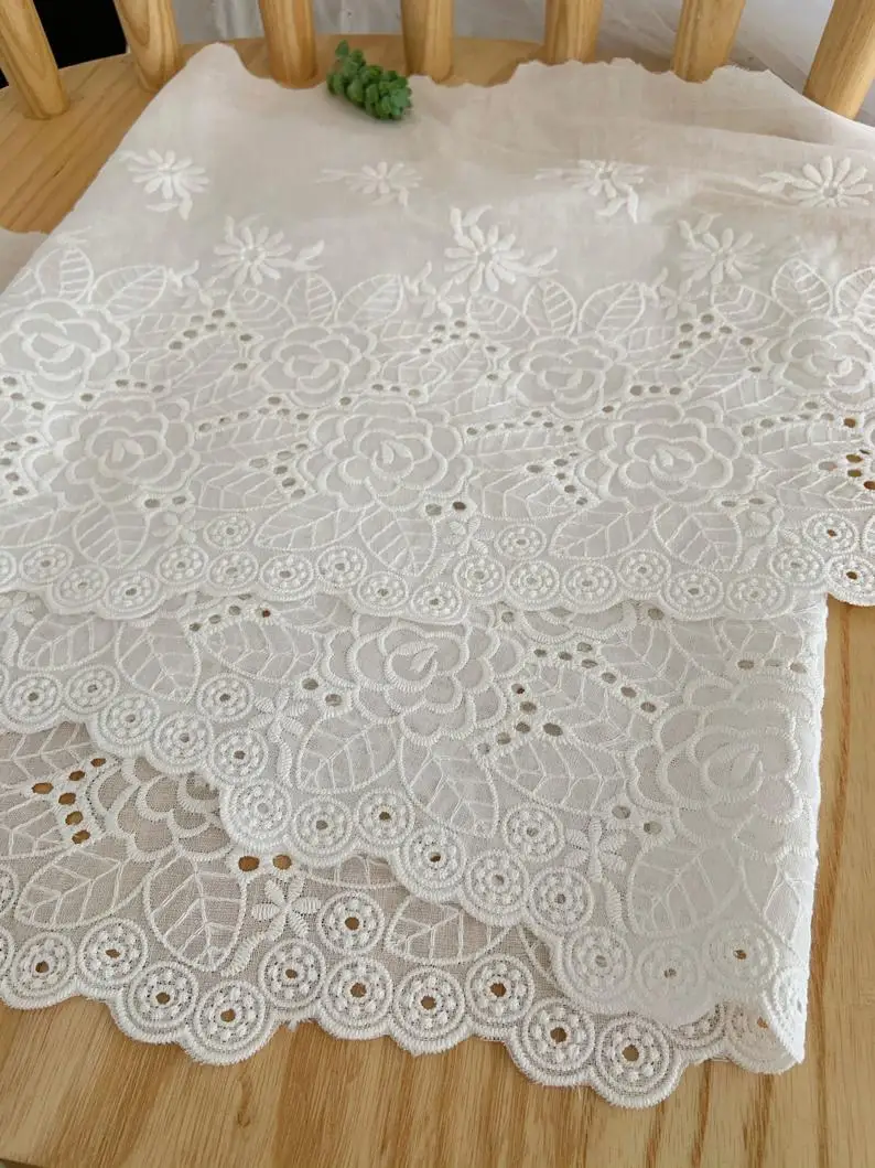 1 ярд белая хлопковая кружевная отделка вышитая с вырезами Цветочная | Дом и сад
