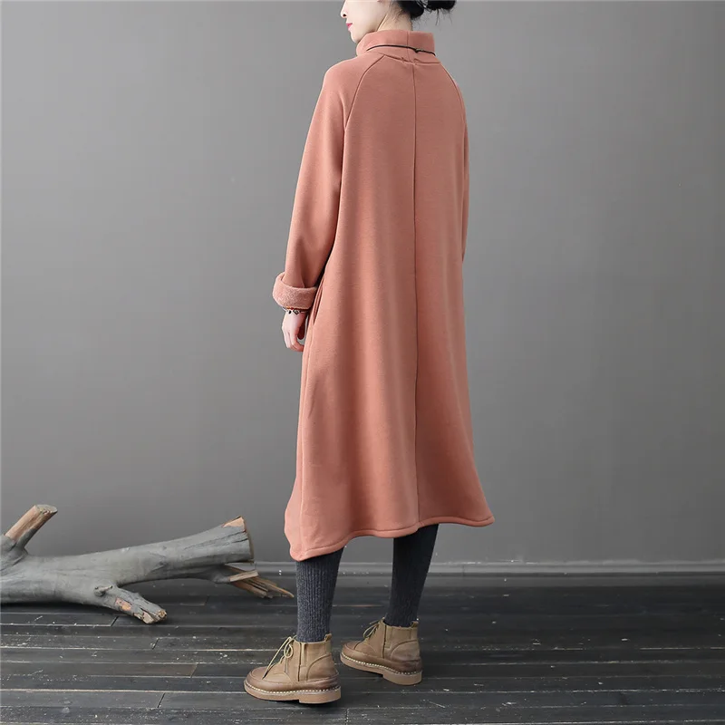 Женский свитер с длинным рукавом Johnature однотонная теплая водолазка из флиса