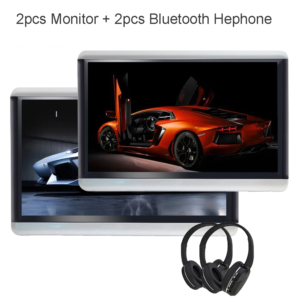 2pcs BT Headphone ONKAR Android 6,0 Автомобильный подголовник монитор 2+ 16 Гб 1920*1080 HD 1080P Поддержка зеркальная связь Wifi FM радио Mp4 SD HDMI av вход/выход - Цвет: 2pcs BT Headphone