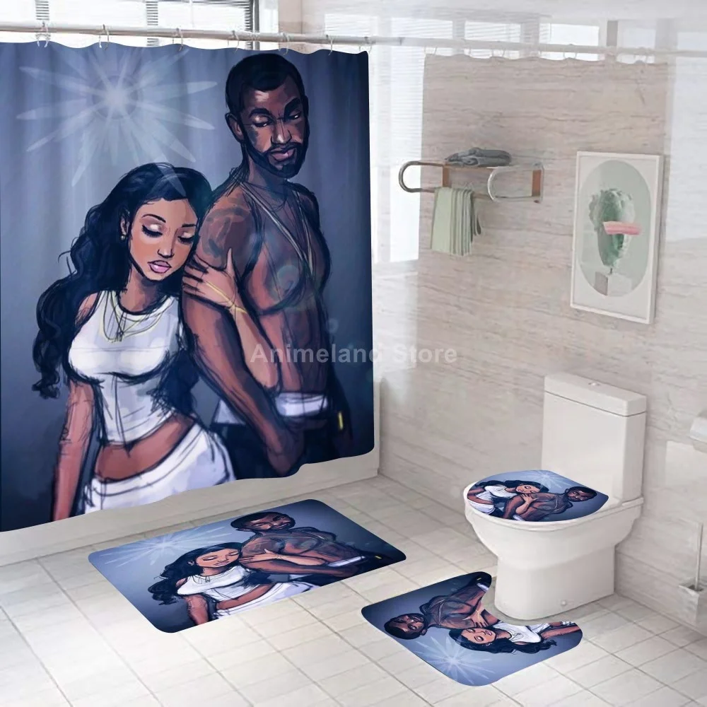 Картина занавески для душа Африканской женщины ванной комнаты девочек набор