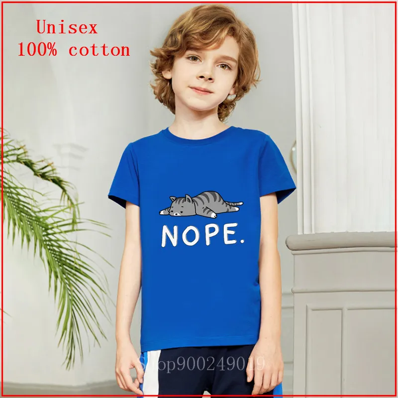 Nope Not Today/белая рубашка с рисунком кота Детская Хлопковая футболка короткими