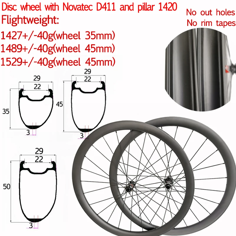 

Super light width 29mm asymmetrical carbon road bike disc wheels 35/45/50mm clincher tubeless cyclocross gravel bike wheels 700C