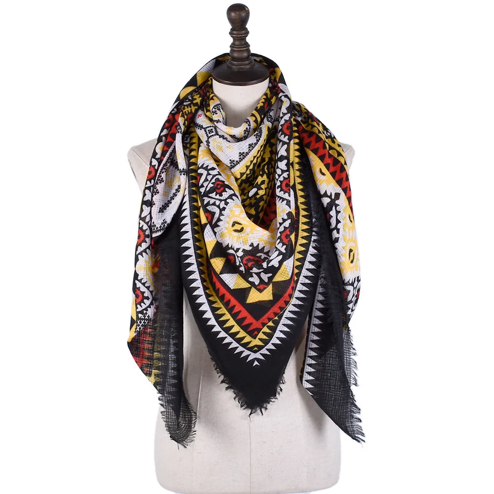 Шарф из хлопка и льна 140*140 см осенне зимние шарфы мужской платок квадратный