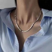 king shiny punk cuboid choker necklace for lady romantic silver color a bunch of square titanium steel clavicle necklace jewelry
