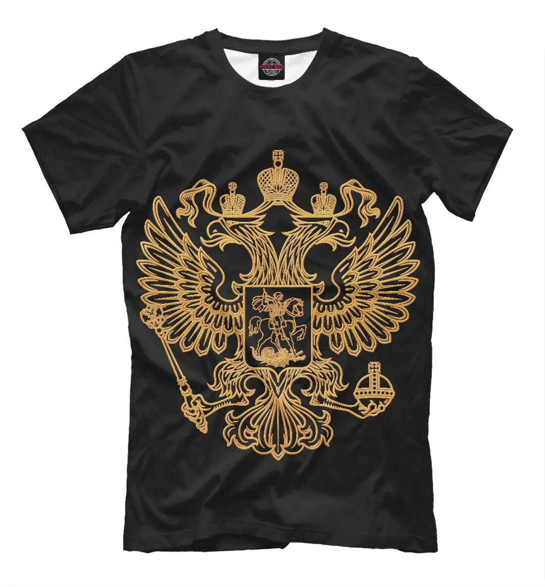 

2020 Men New t-shirt Golden Coat of Arms Russia streetwear