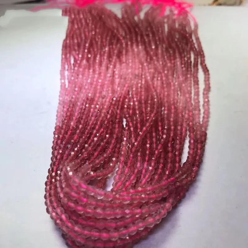 

loose beads strawberry quartz Gradient red round 3MM 15" for DIY jewelry making FPPJ wholesale beads nature gem stone