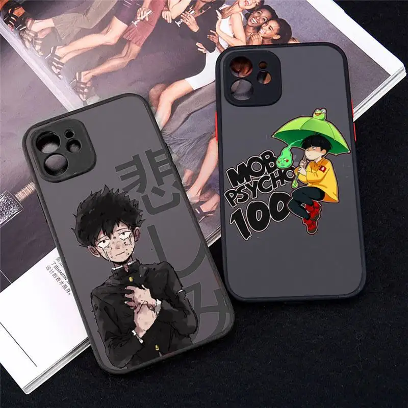 

Mob Psycho 100 Phone Case For iPhone 12 11 Mini Pro XR XS Max 7 8 Plus X Matte transparent cover