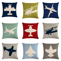 18 inch plane helicopter fighter cotton linen pillow case sofa cushion cover home decor