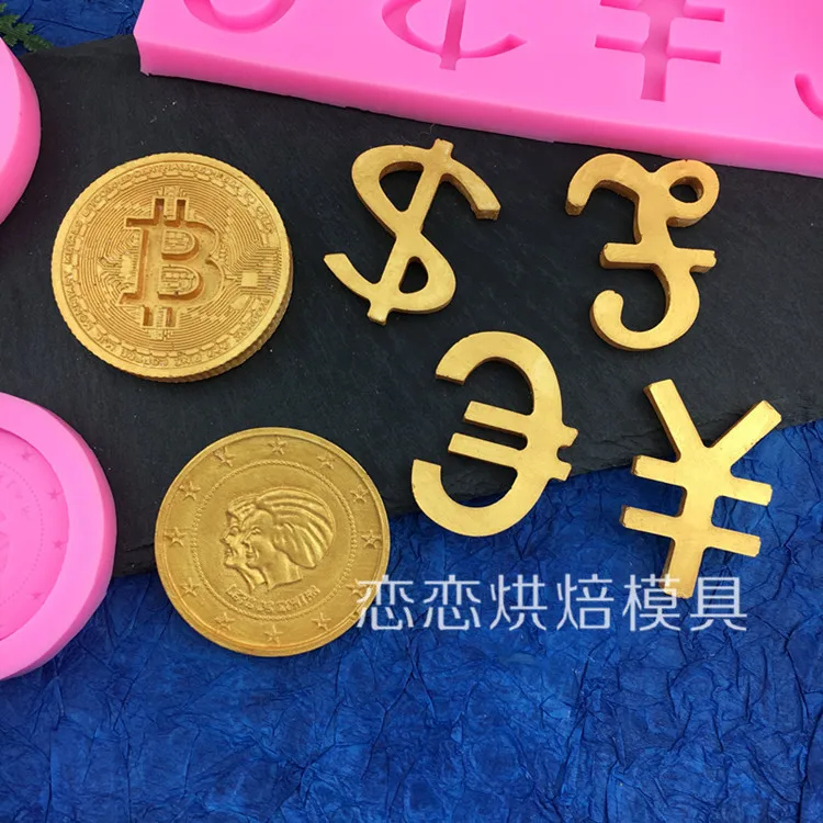Доллар США Евро монета RMB тайский бат символ fondant (сахарная) Шоколадный