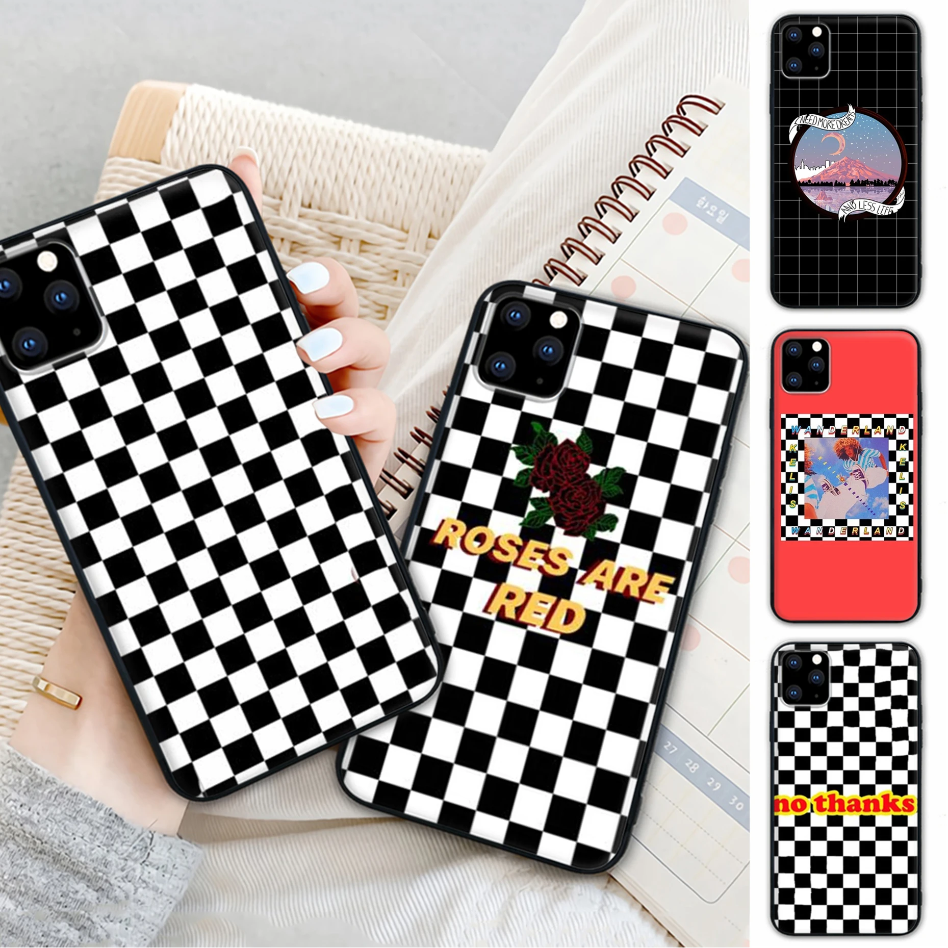 

Soft Black And White Chess Cellphone Cover Case For Huawei P40 P30 P20 Pro P 10 P9 Lite 2016 2017 P Smart 2019 2020