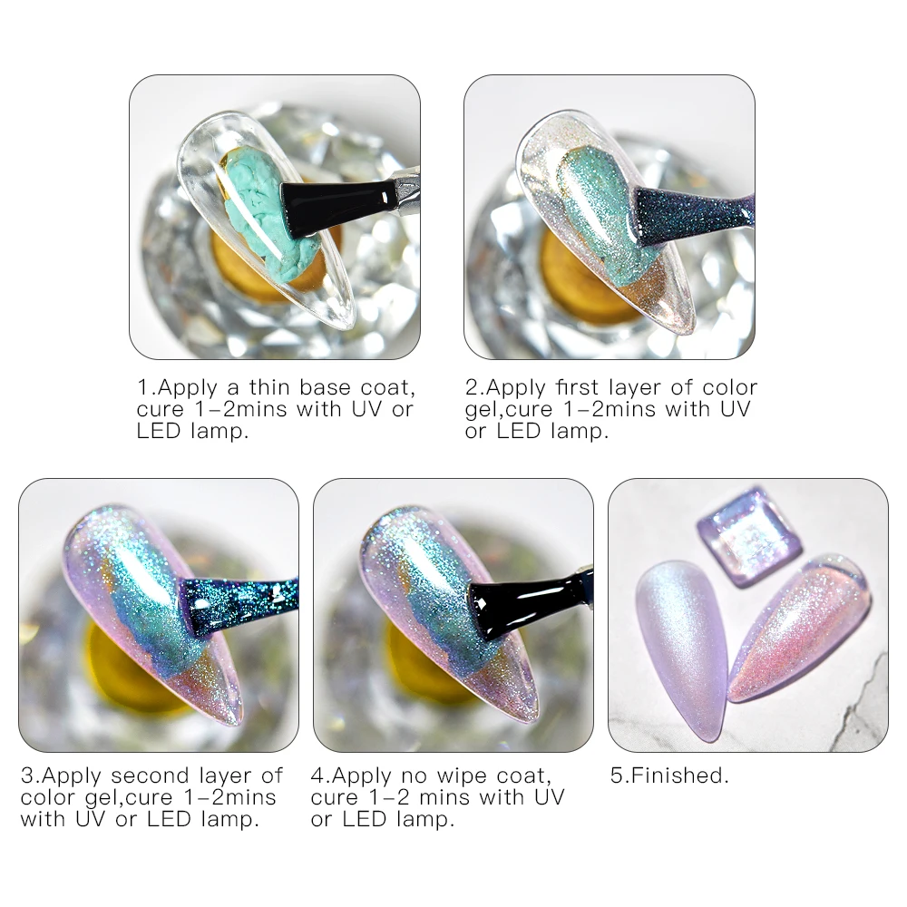 

MEET ACROSS Romantic Glitter UV Gel Nail Polish Holographic Soak Off UV Gel Varnish Colorful Nail Gel Polish DIY Nail Art Polish