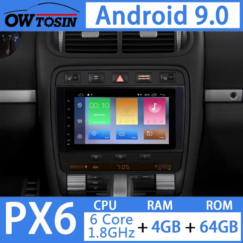 Автомобильный мультимедийный плеер 8 &quotAndroid 9 0 PX6 4 Гб ОЗУ + 64 ПЗУ для Porsche Cayenne 2002-2009