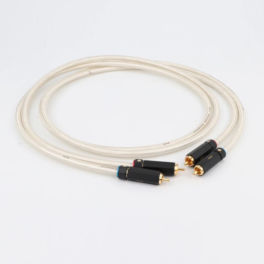 

Pair OFC Silver Plated RCA Audio Cable HIFI RCA Cable Interconnect Cable with gold plated RCA connector hi-end RCA to RCA cable