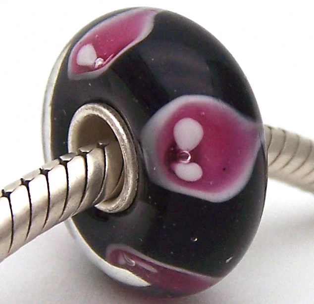 

PJG2332 100% S925 Sterling Silver Beads Murano Glass beads Fit European Charms Bracelet charms diy jewelry Lampwork GlassBeads