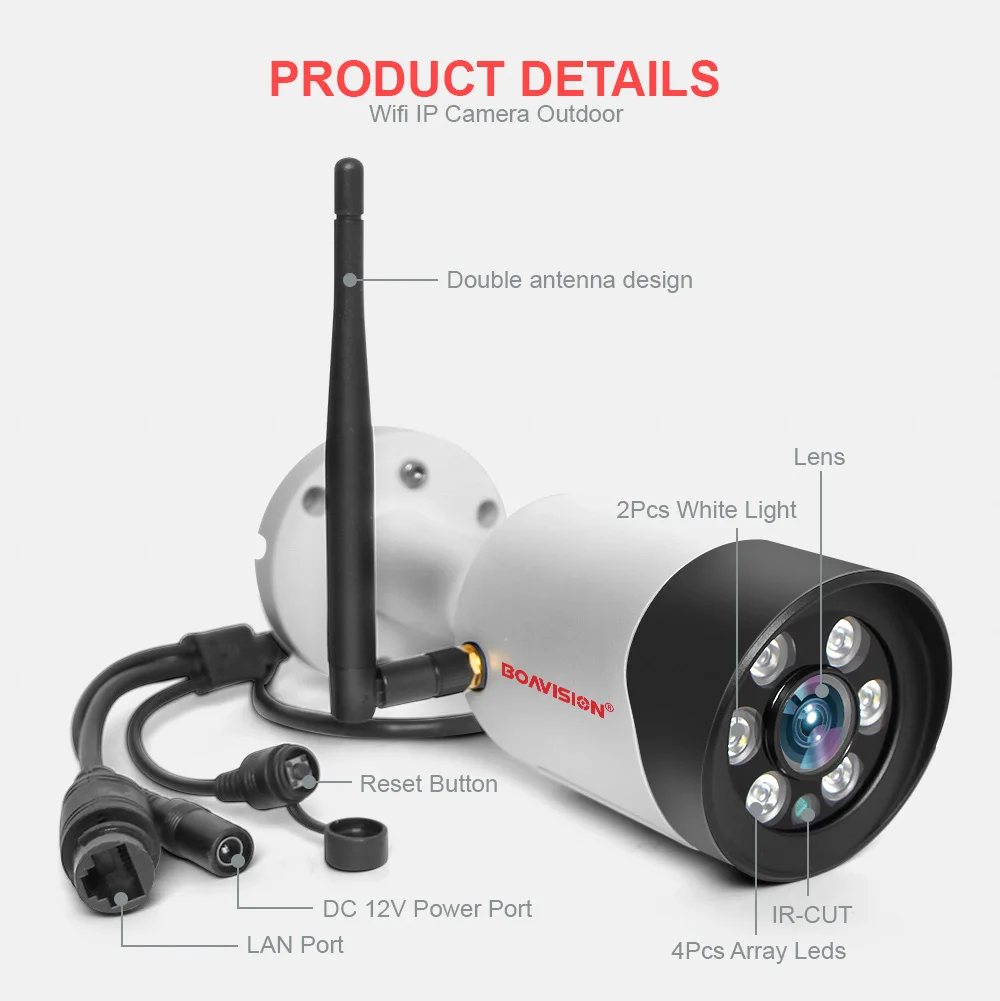 5MP Wi-Fi IP Камера 1080P безопасности Беспроводной Камера Напольный полный Цвет Ночное видение 2-полосная аудио пуля прожектор Камера ONVIF