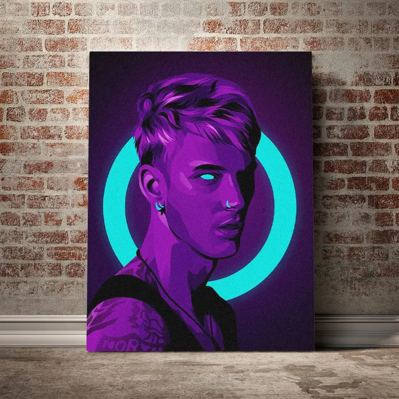 

Machine Gun Kelly Neon Poster Canvas Wall Art Decoration prints for living Kid Children room Home bedroom decor painting