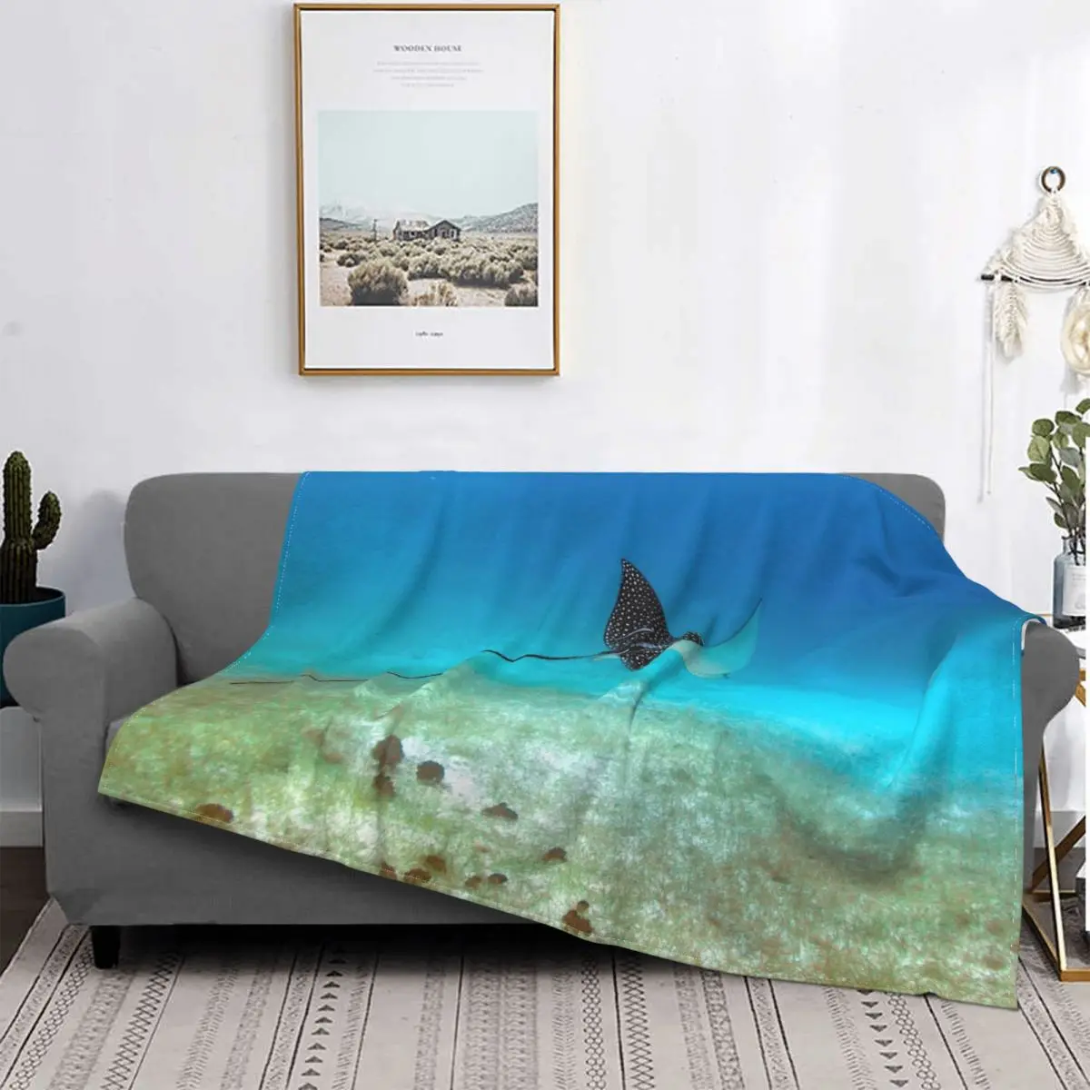 

Watercolor Ray Blanket Manta Ocean Stingray Plush Warm Soft Flannel Throw Blanket For Bedding Bedspread Cover Travel Art Outlet