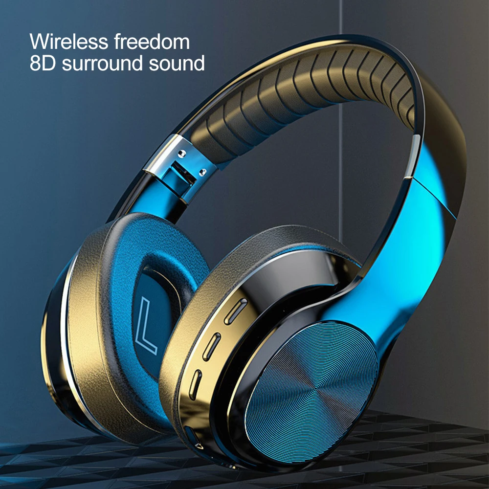 

Auriculares inalámbricos HiFi plegables con Bluetooth, cascos estéreo con micrófono y graves profundos, compatible con tarjeta T