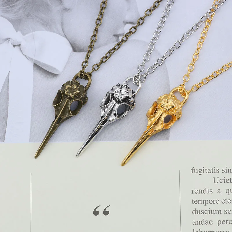 Новые мужские и женские модные ретро панк стерео металлический череп ворона