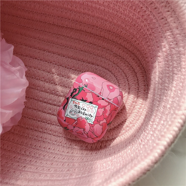 Pink Cute Japanese Peach wireless For iPhone airpods 1 2 headset Case Hard PC Girl Style High quality Cover | Электроника
