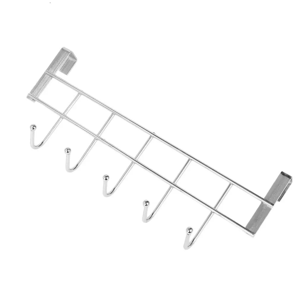 1 Pc 5 Hooks Stainless Steel Clothes Door Bathroom Kitchen Cabinet Draw Bedroom Towel Hanger Hanging Loop Organizer | Дом и сад