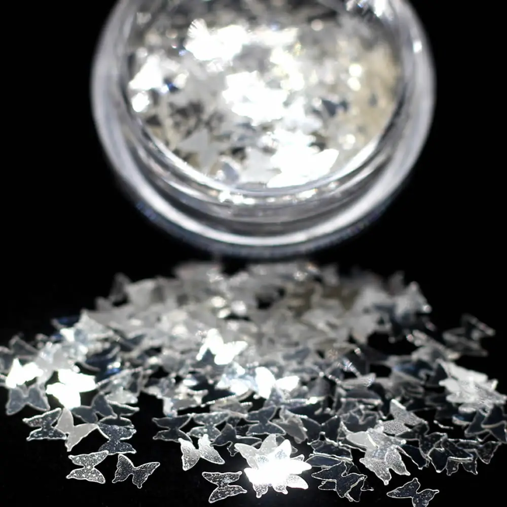 1 коробка серебристые Блестки для ногтей маленькие бусины неправильной формы 3D