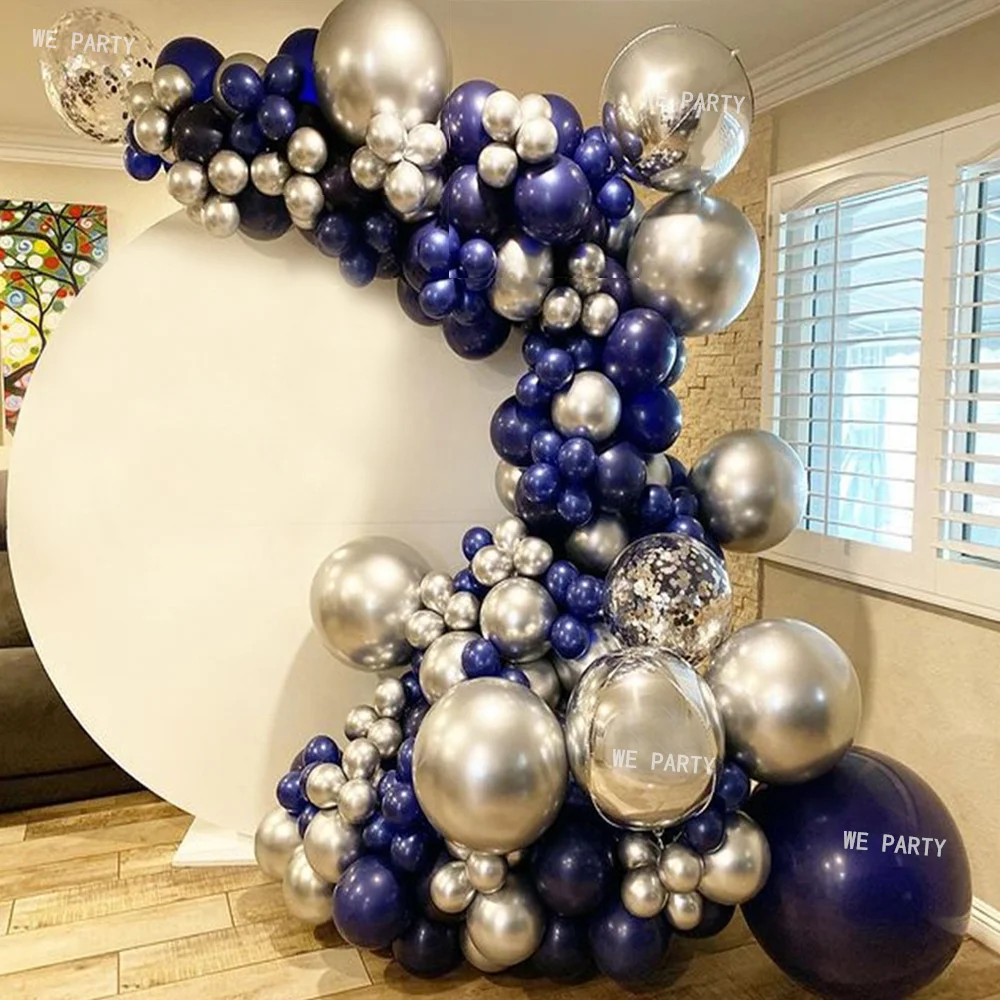 

91pcs Navy Blue Balloons Baby Shower Arch Garland 4D Silver Sequins Ballons Wedding Graduation Birthday Christmas Party Decor