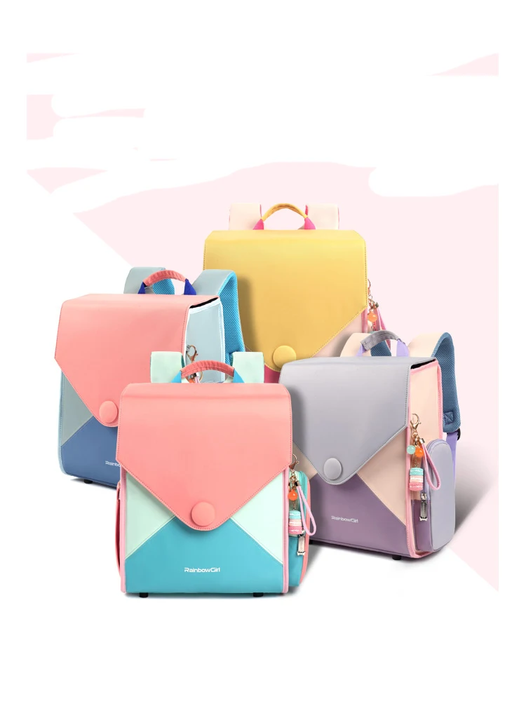 

Children School Bags for Girls School Backpack PU Leather Waterproof Orthopedic Backpack Candy Color Randoseru Bag Kids Satchel