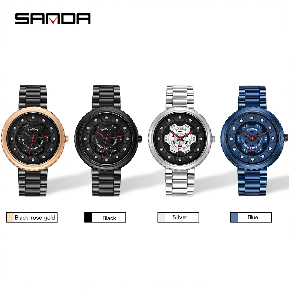 

SANDA Watch Men Creative Design Stainless Steel Waterproof Chronograph Luxury Brand Men's Quartz Wristwatch Reloj Hombre Relojes
