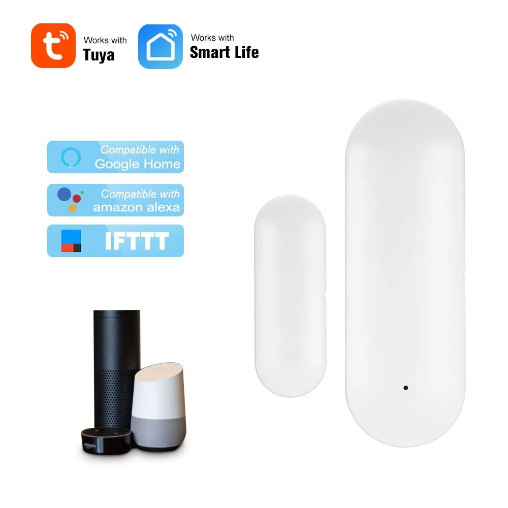 

Wireless Door Window Sensor WiFi Smart Door Intrusion Detector Security Alarm For Amazon alexa Google assistant IFTTT or Rokid