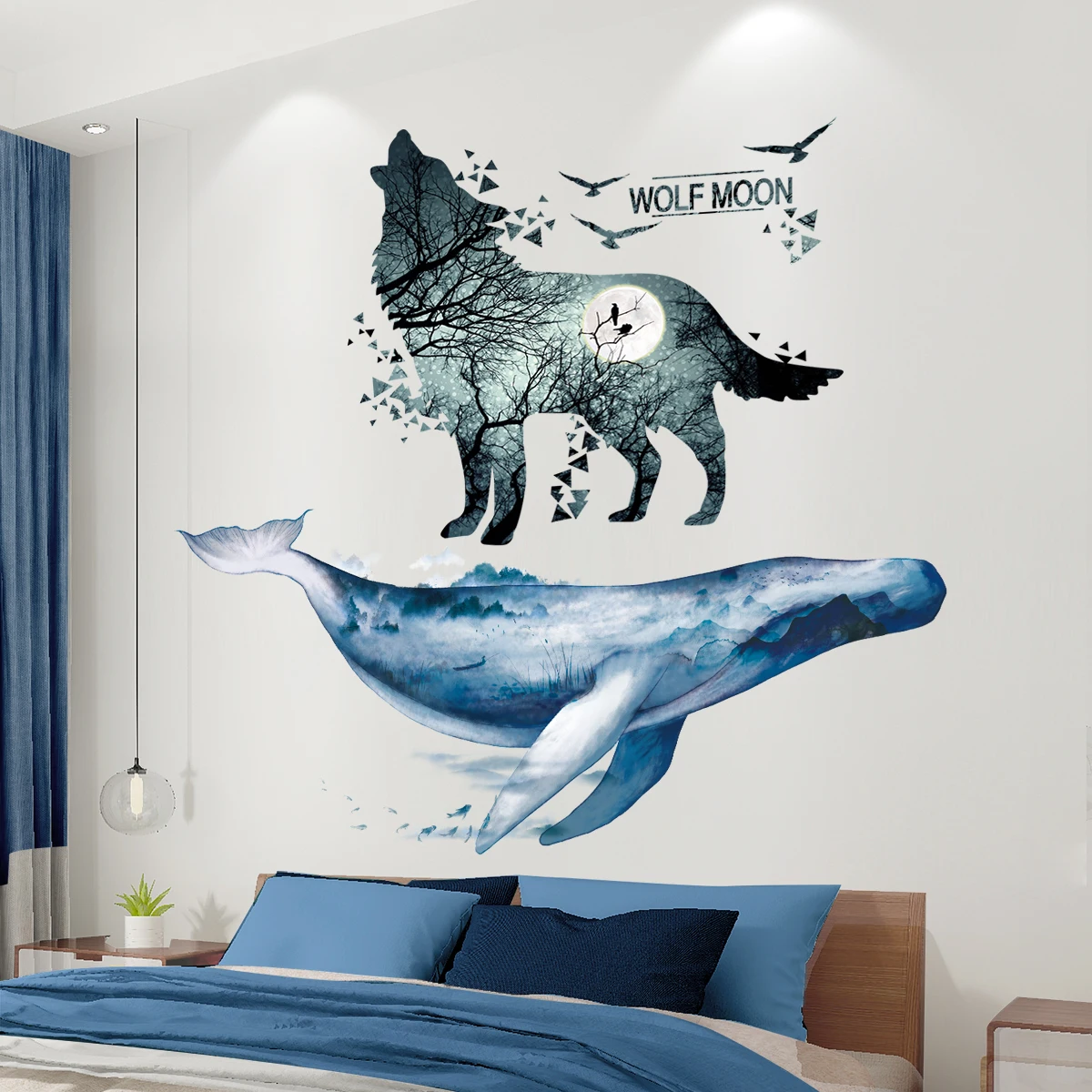 

Whale Fish Wall Stickers Decor Vinyl DIY Wolf Animal Wall Decals for Kids Rooms Baby Bedroom Children Nursery Home Decoration