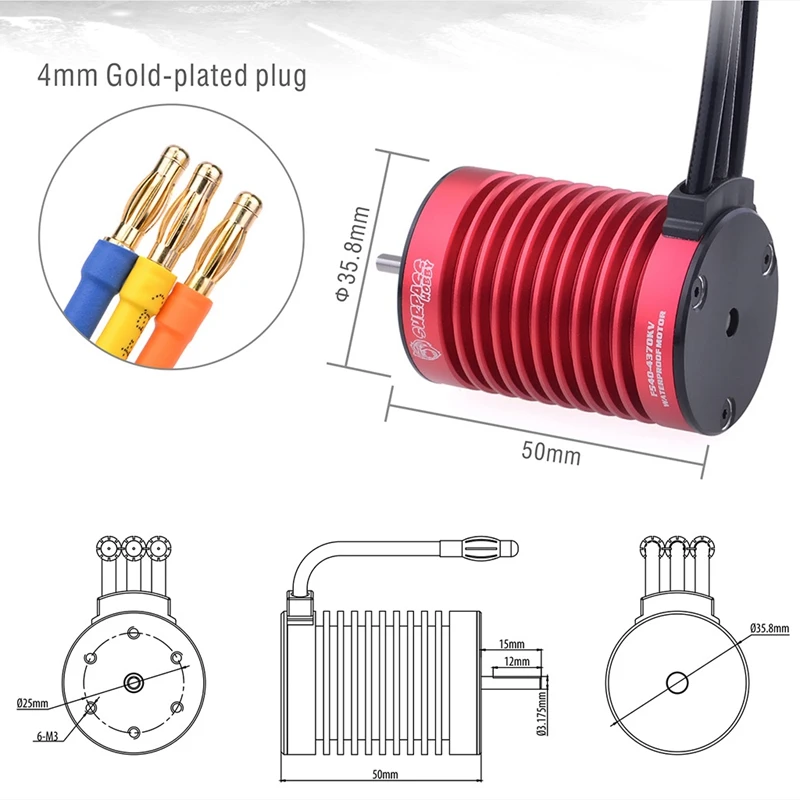 

SURPASS HOBBY KK Waterproof Combo F540 4370KV Brushless Motor with 45A ESC for 1/10 RC Tamiya Axial Redcat